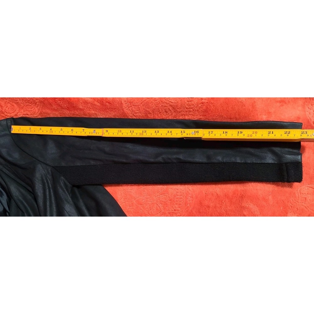BB Dakota Black Asymmetrical Drape‎ Front Genuine Leather Jacket Womens Medium - Picture 9 of 11